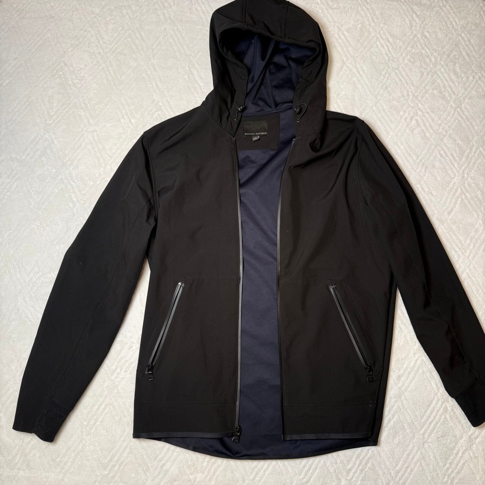 Techwear Softshell Banana Republic Men's Hooded Jacket Large Black Full Zip